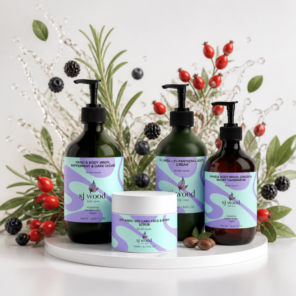 This is the picture of the the SJ Wood Lather and Glow Collection.