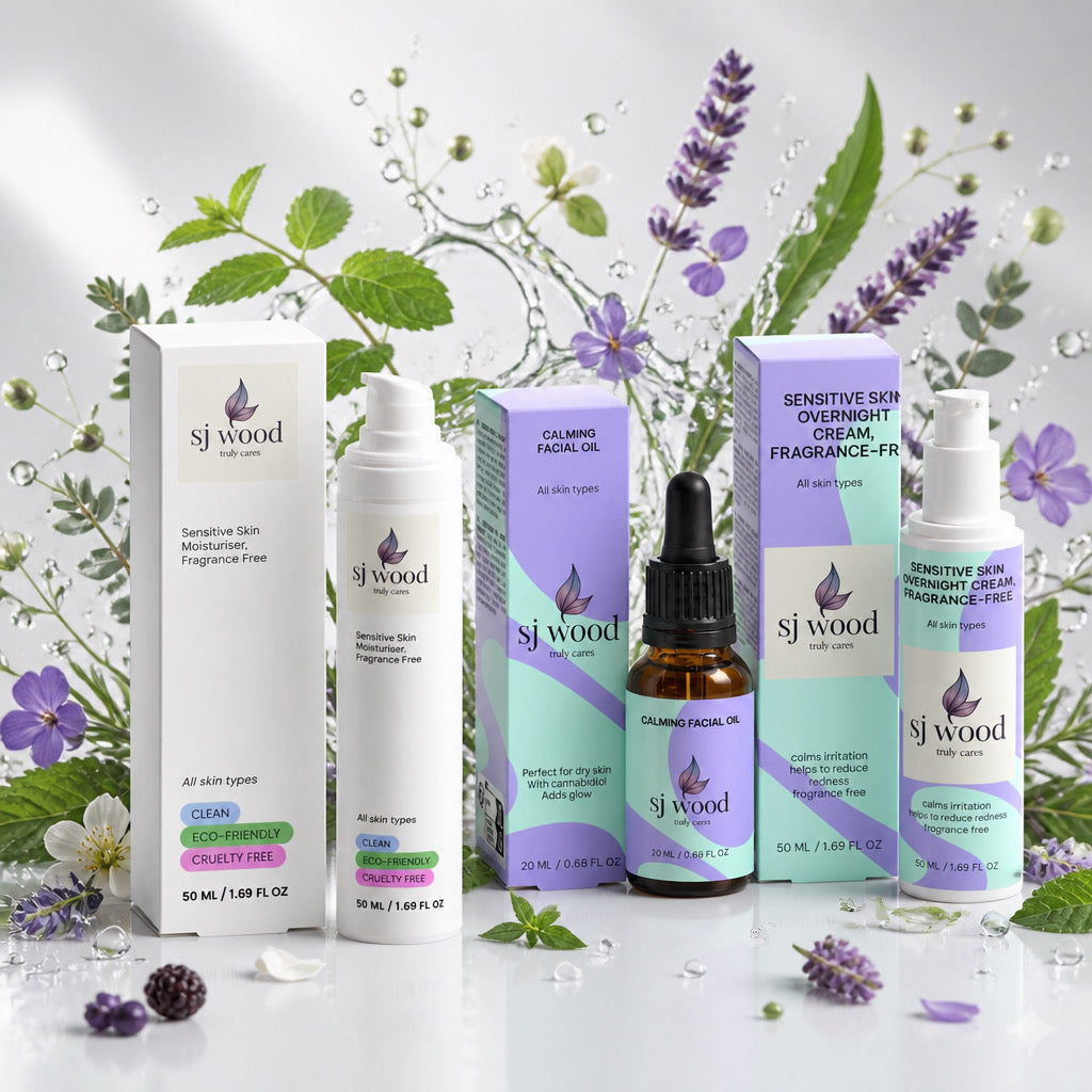 This the picture of the SJ Wood Calm and Soothe Collection products.