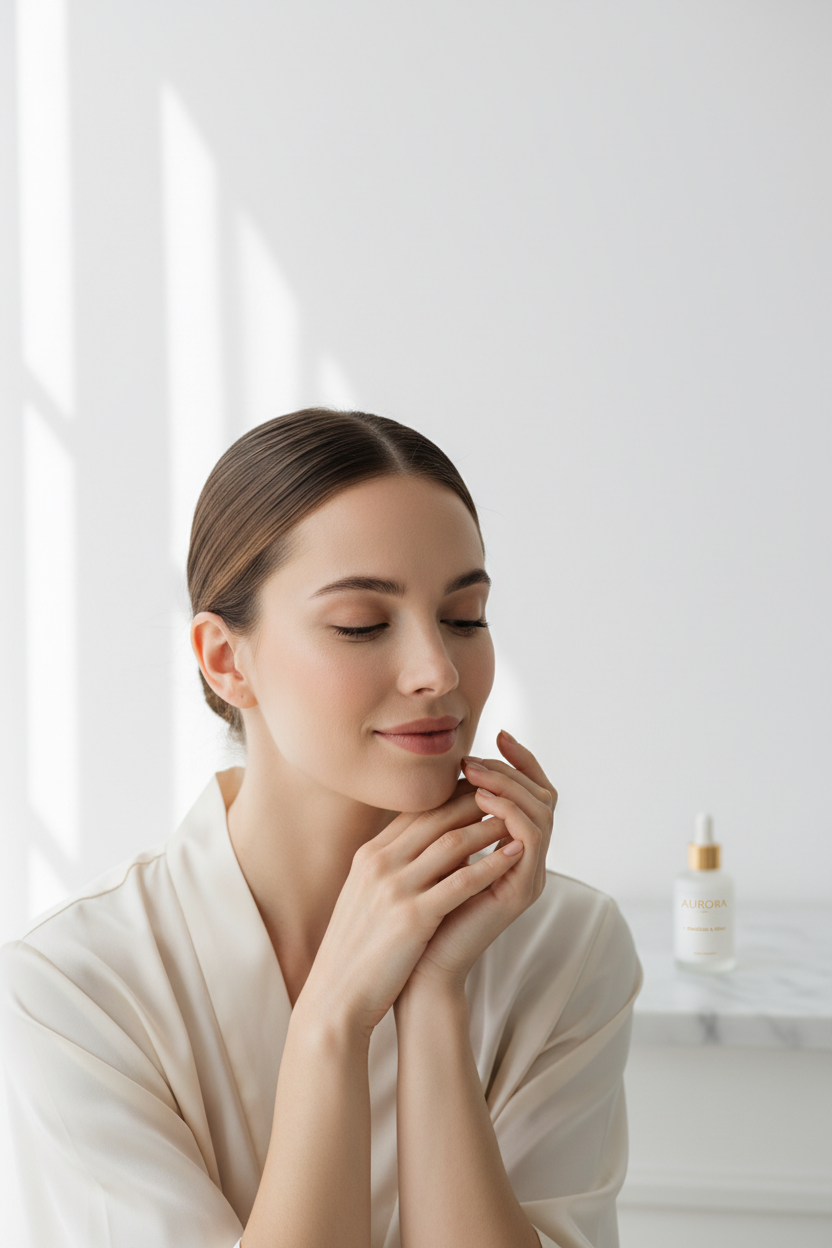This is a picture of a woman with a supple skin.