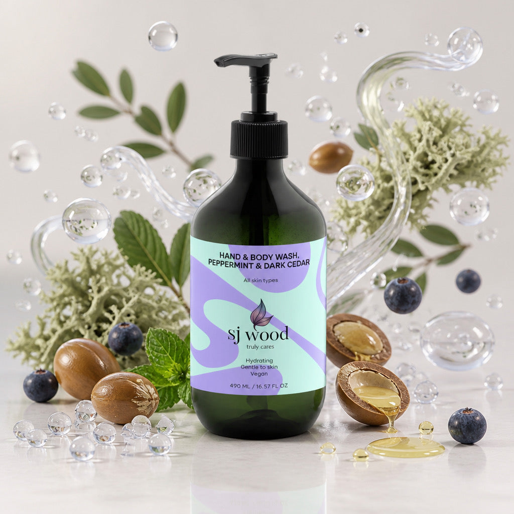 Hand & Body Wash, Peppermint & Dark Cedar