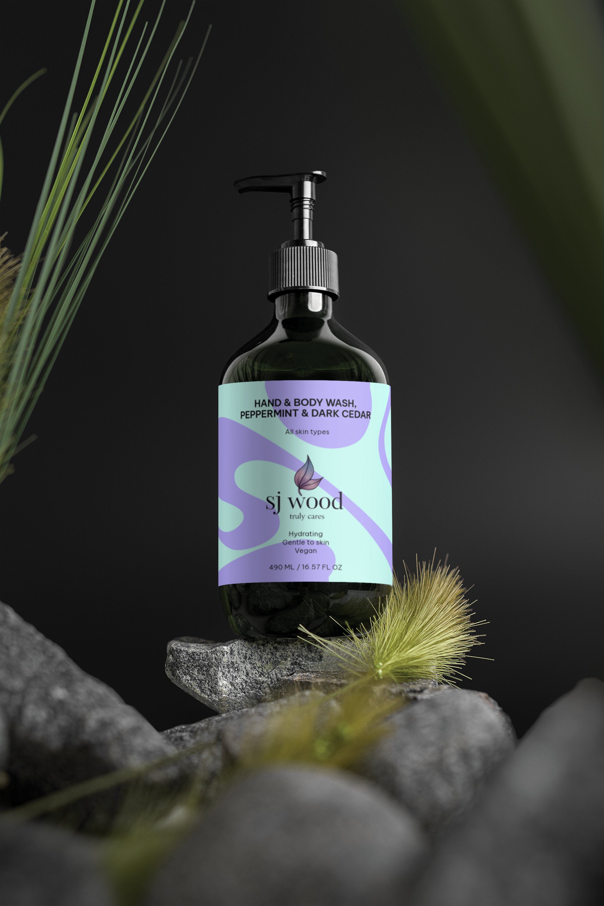 Hand & Body Wash, Peppermint & Dark Cedar